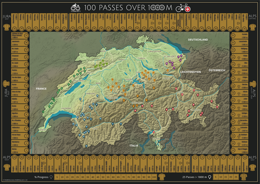 100 Passes Challenge mapa de rascar, Suiza